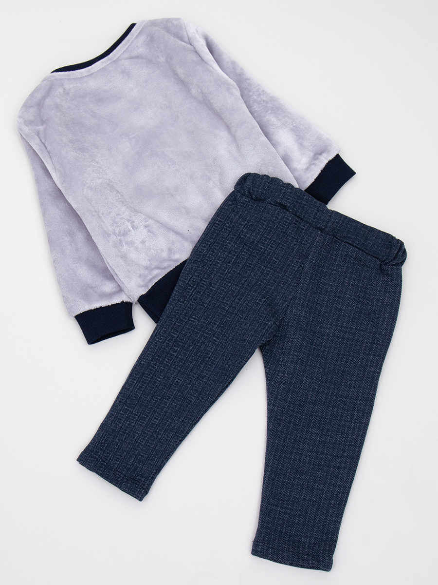 Комплект велюровый для мальчика: толстовка и штанишки, цвет: синий