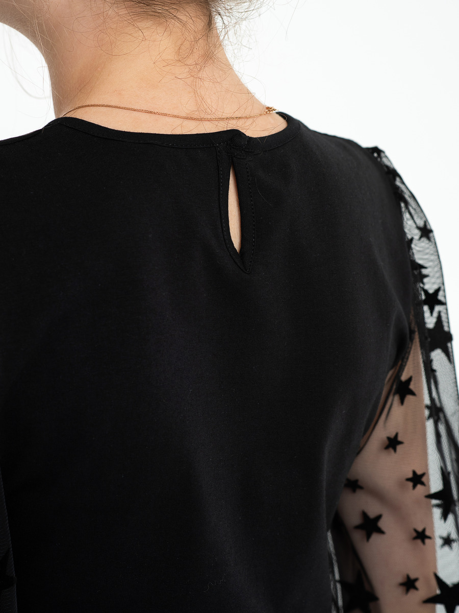 Блузка прилегающего силуэта, цвет: черный