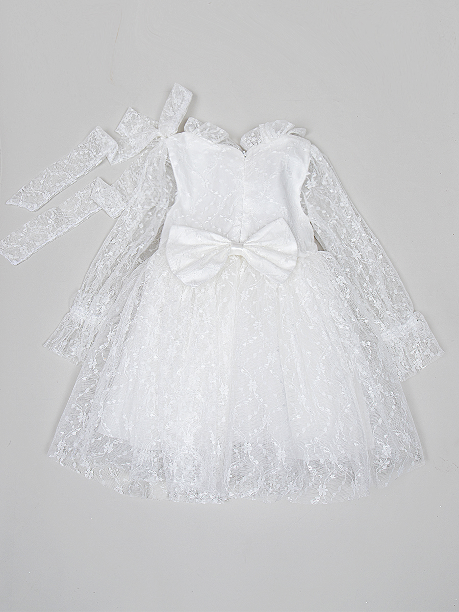 Платье нарядное для девочки из сетки, цвет: белый,брусничный