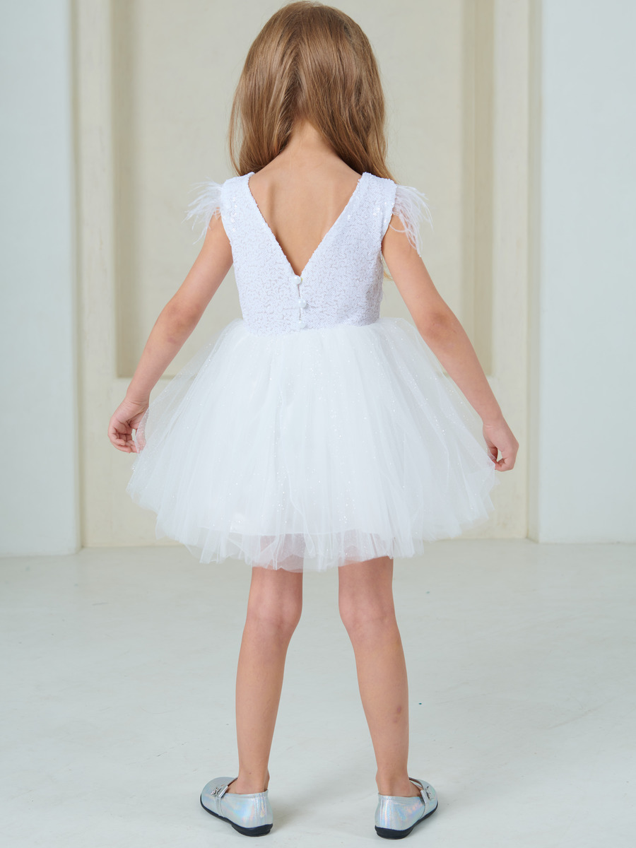 Платье нарядное для девочки из сетки, цвет: белый