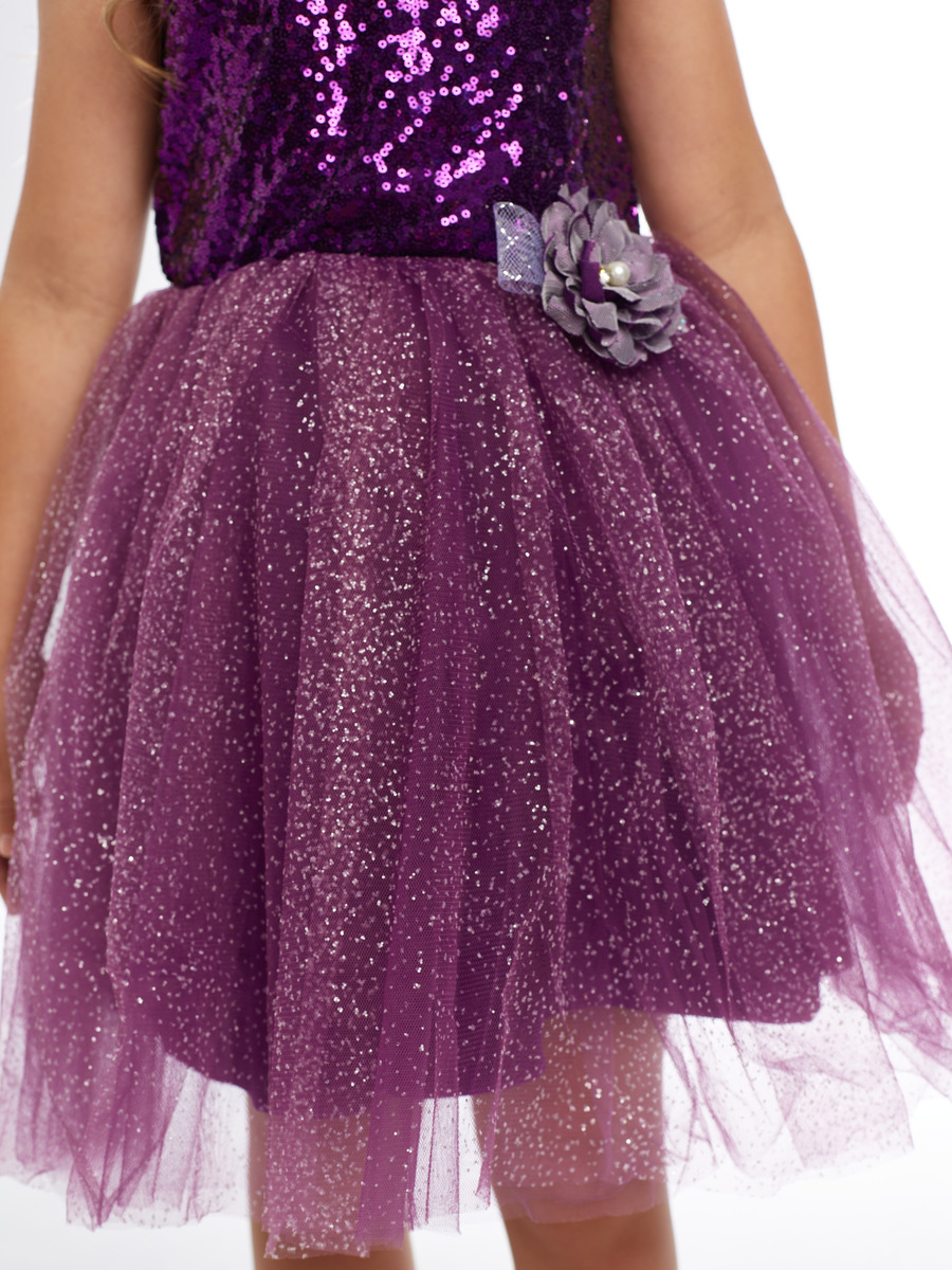 Платье нарядное для девочки из сетки, цвет: баклажан