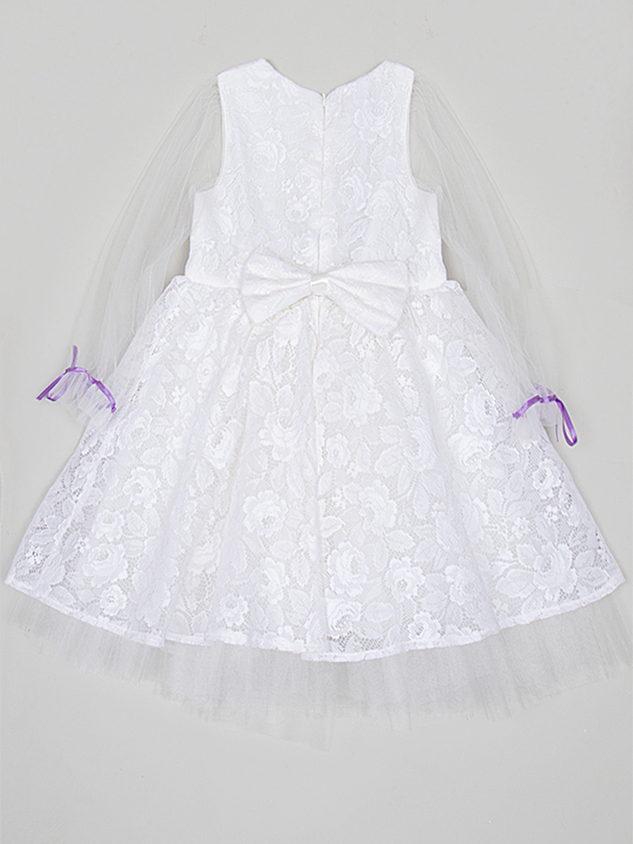 Платье нарядное для девочки из сетки, цвет: белый,сиреневый