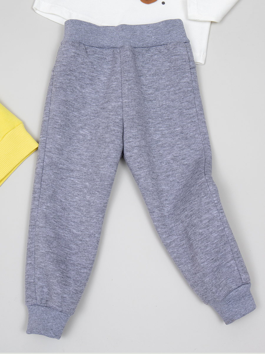 Комплект с начесом для девочки: толстовка, штанишки и кофточка, цвет: желтый