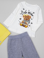 Комплект с начесом для девочки: толстовка, штанишки и кофточка, цвет: желтый