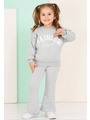 Комплект с начесом для девочки: свитшот и брюки клеш, цвет: серый