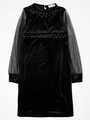 Платье бархатное прямого силуэта ,рукава из органзы, цвет: черный