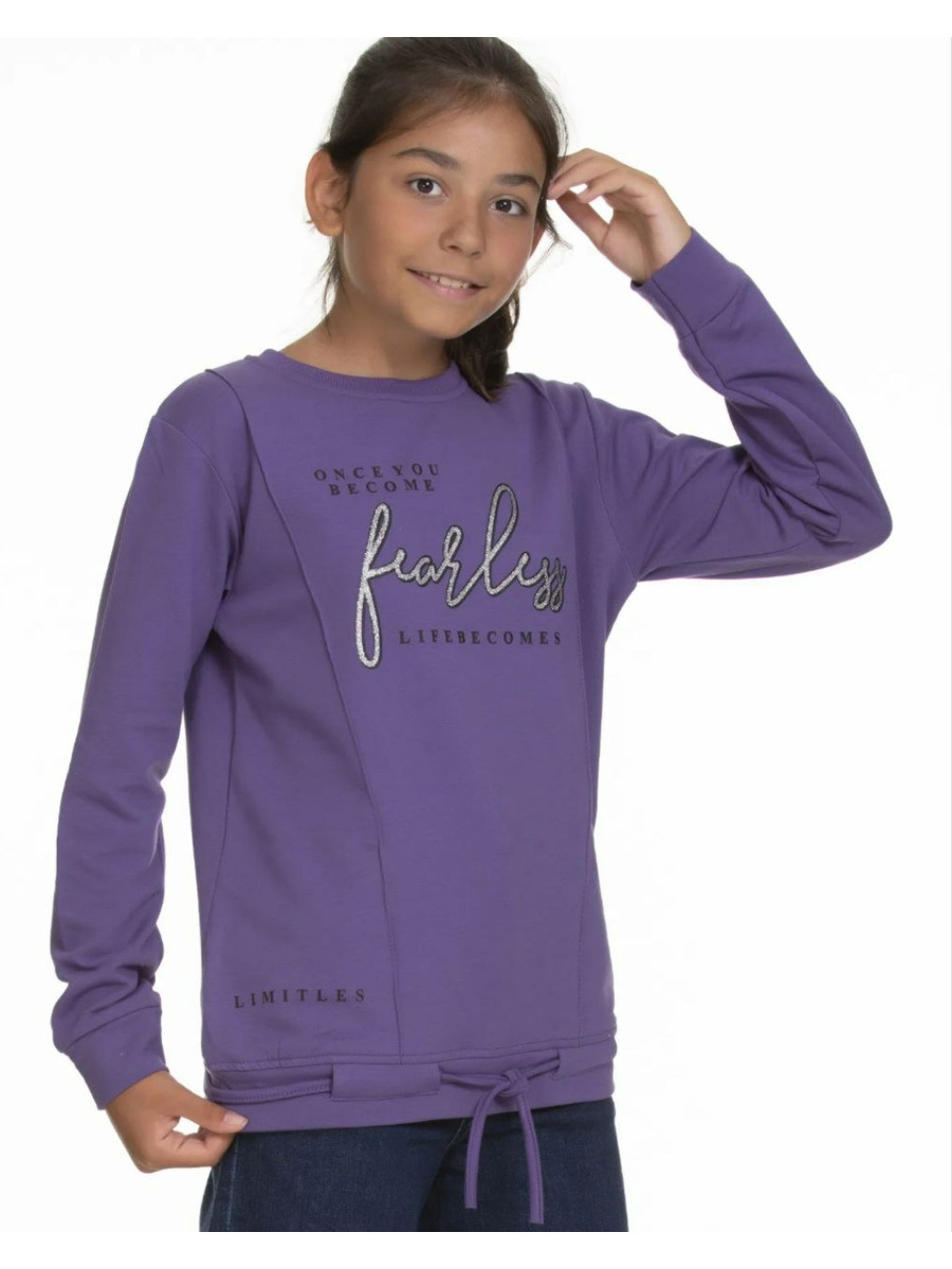 Свитшот с начесом  для девочки, цвет: фиолетовый