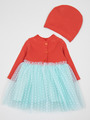 Платье с юбкой из сетки, в комплекте с шапочкой чалмой, цвет: терракотовый