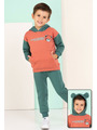 Костюм спортивный с начесом для мальчика: толстовка и брюки на манжете, цвет: оранжевый