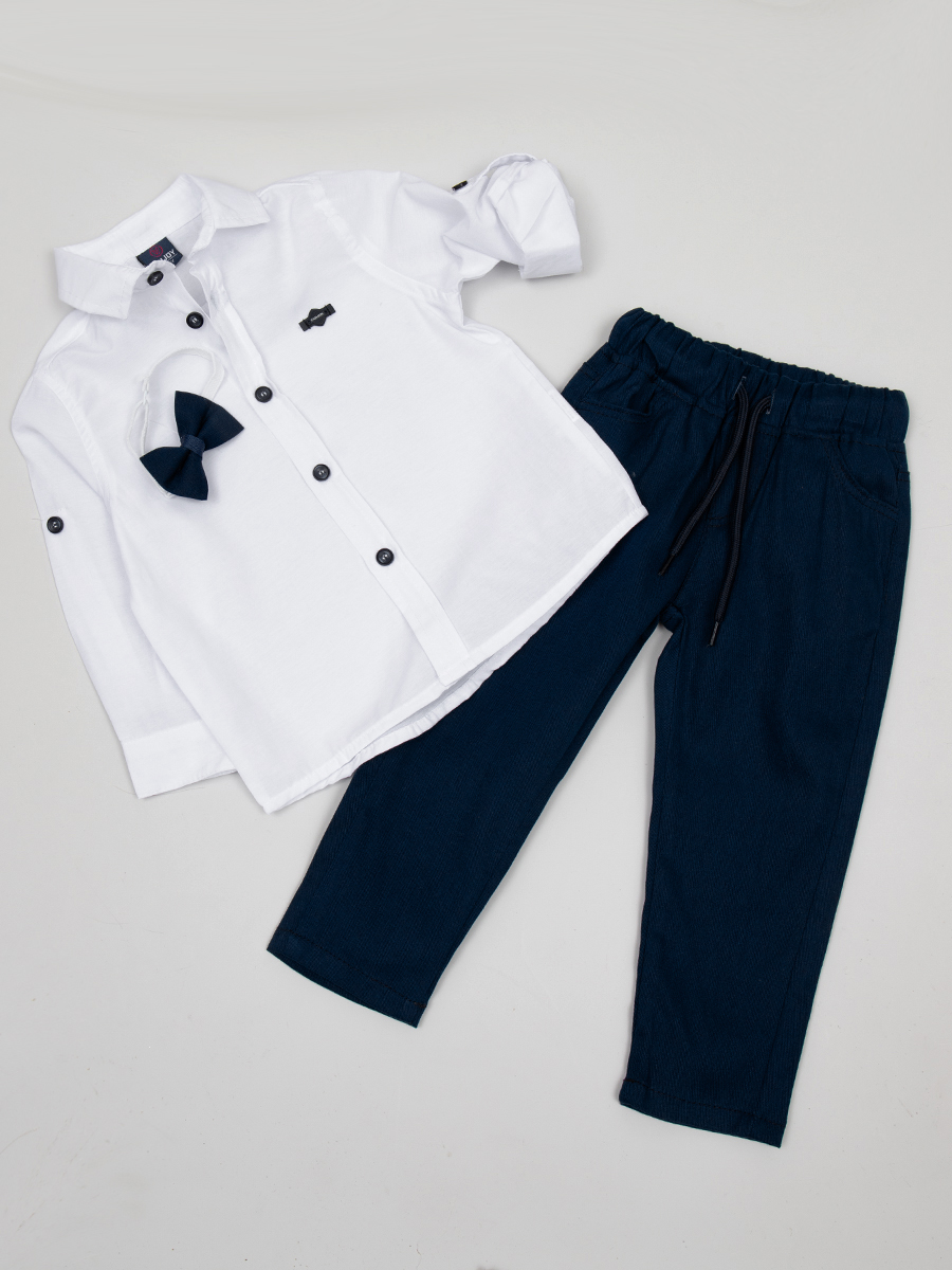Комплект для мальчика: рубашка с бабочкой, брюки, цвет: черный