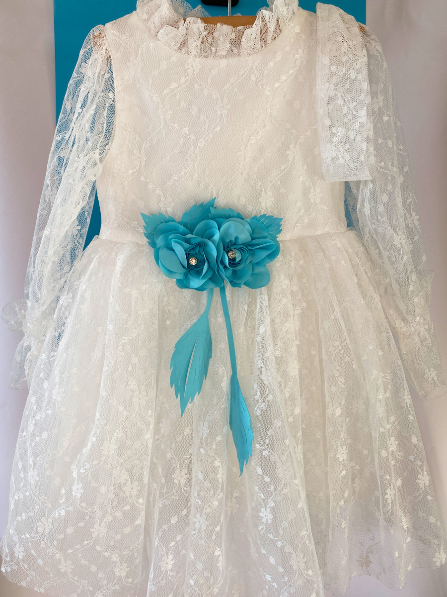 Платье нарядное для девочки из сетки, цвет: белый,голубой