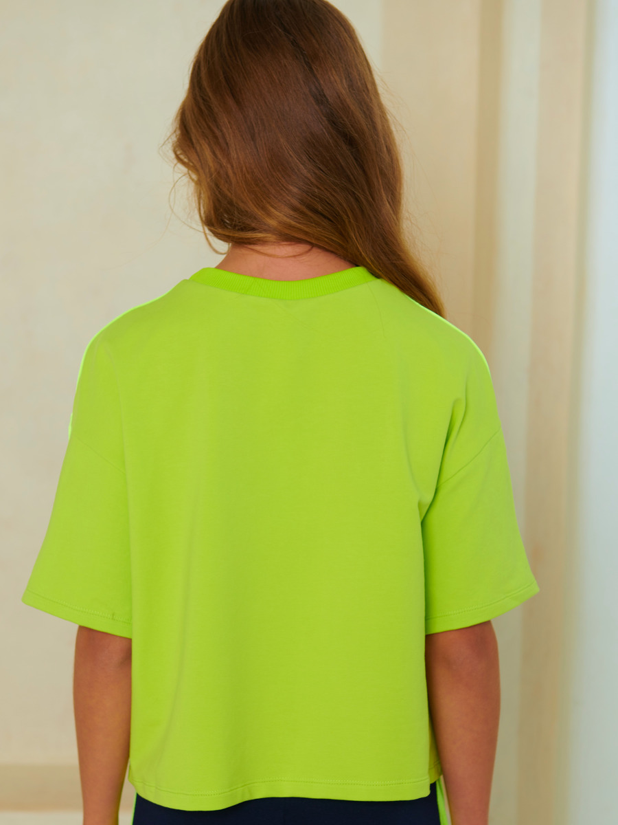 Блузка прямого силуэта, цвет: неон салатовый