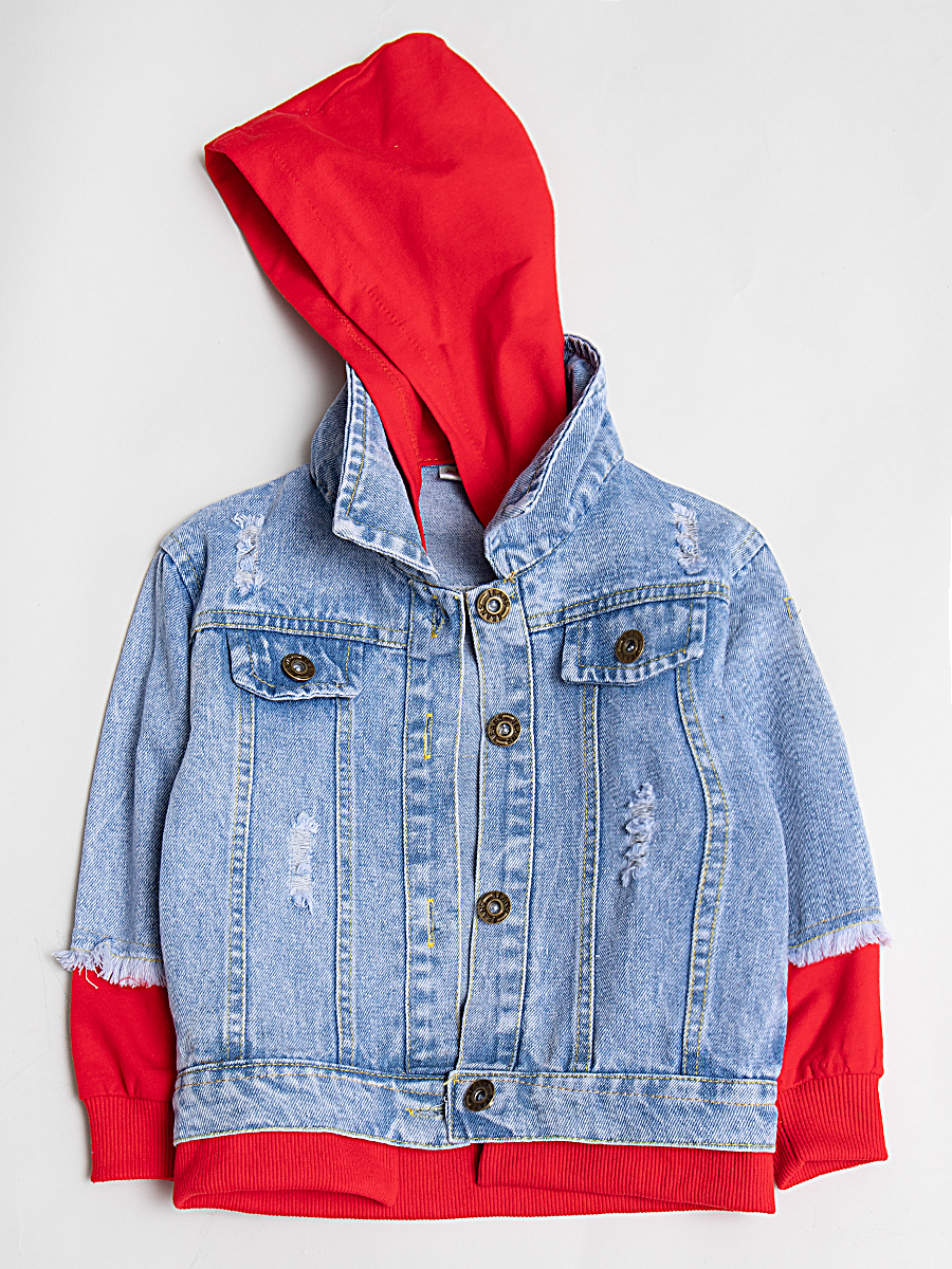 Куртка джинсовая для девочки, цвет: красный