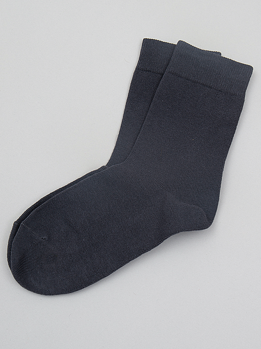 Носки для мальчика с двойным бортом, цвет: темно серый
