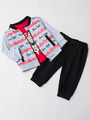 Комплект для мальчика: кофточка, штанишки и толстовка, цвет: серый меланж