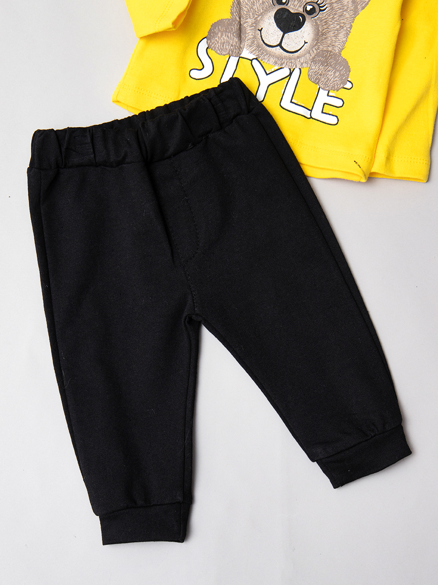 Комплект для мальчика: кофточка, штанишки и толстовка, цвет: желтый