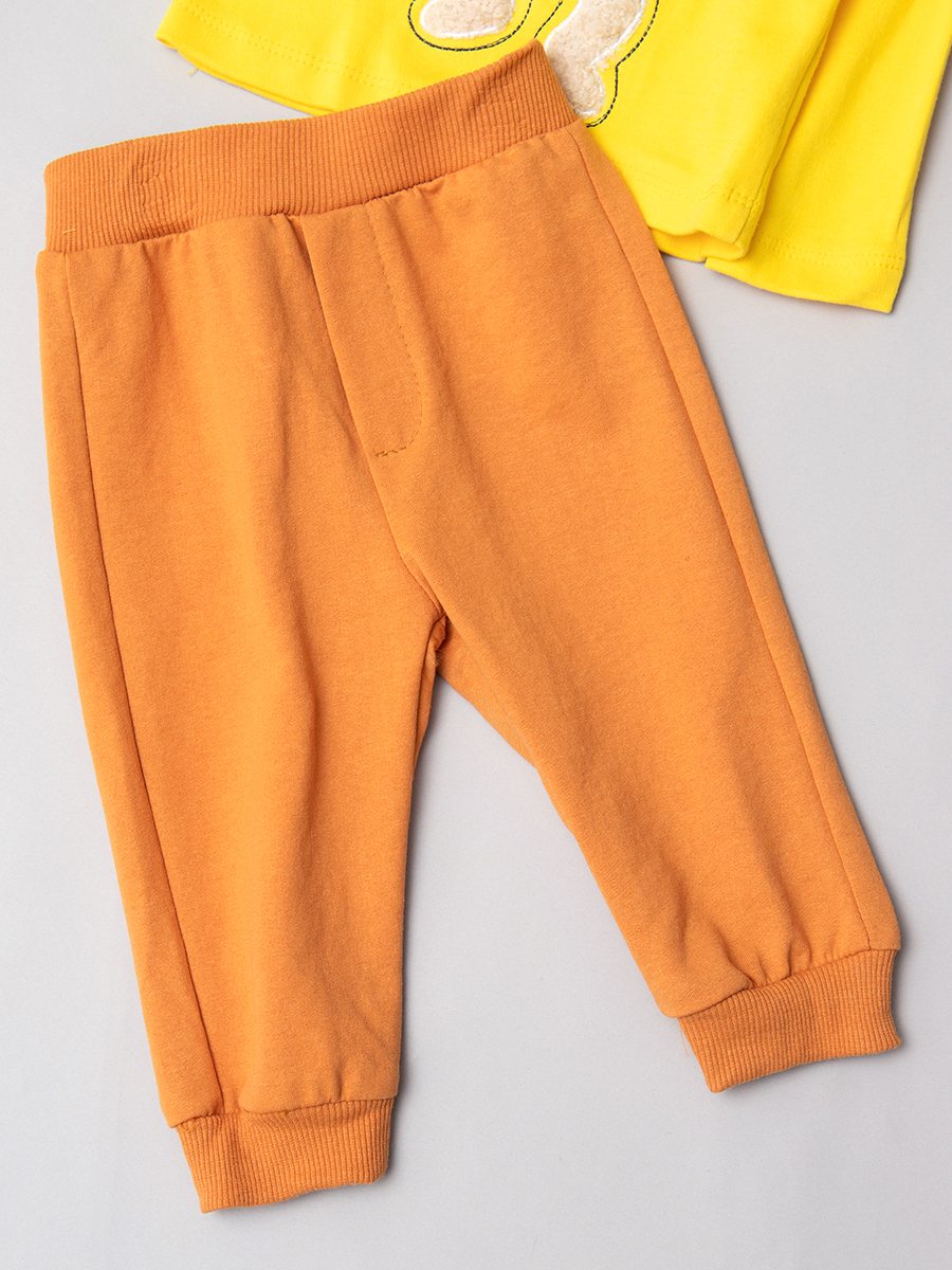 Комплект для мальчика: кофточка, штанишки и толстовка, цвет: горчичный