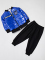 Комплект для мальчика: куртка, лонгслив и штанишки, цвет: синий