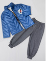 Комплект для мальчика: куртка на синтепоне,кофточка и штанишки, цвет: деним