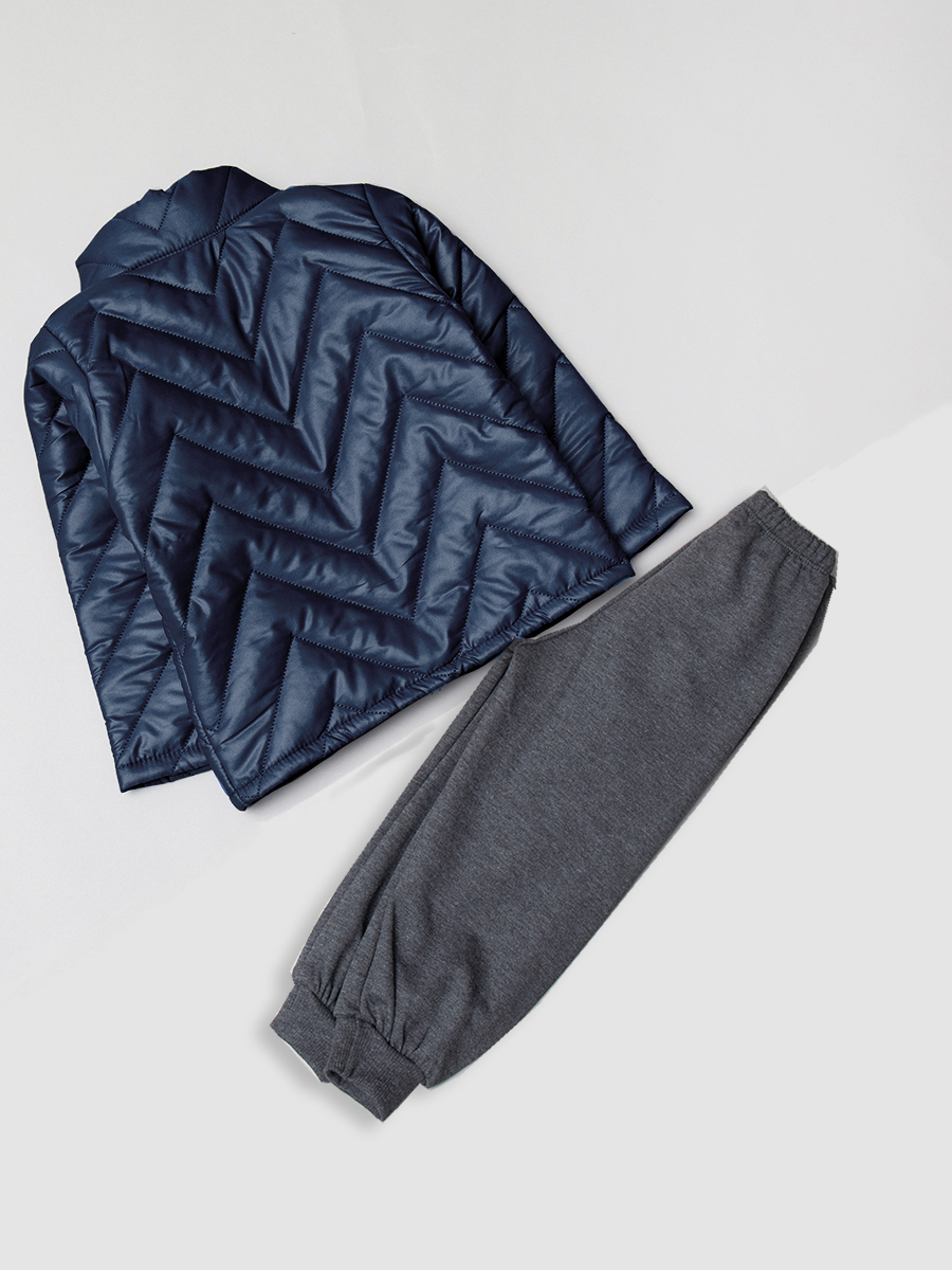 Комплект для мальчика: куртка на синтепоне,кофточка и штанишки, цвет: темно синий