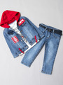 Комплект джинсовый для мальчика:куртка, брюки и футболка, цвет: деним