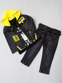 Комплект джинсовый для мальчика:куртка, брюки и футболка, цвет: черный
