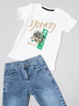 Комплект джинсовый для мальчика:куртка, брюки и футболка, цвет: зеленый