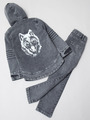 Комплект джинсовый для девочки: куртка,брюки и футболка, цвет: серый