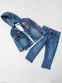 Комплект джинсовый для мальчика: куртка,брюки и футболка, цвет: красный