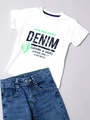 Комплект джинсовый для мальчика: куртка,брюки и футболка, цвет: зеленый