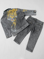 Комплект джинсовый для мальчика:куртка, брюки и футболка, цвет: серый