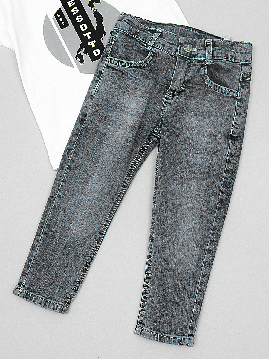 Комплект джинсовый для мальчика:куртка, брюки и футболка, цвет: серый