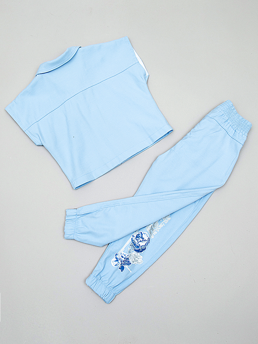 Комплект  для девочки:куртка,брюки спортивные и футболка, цвет: голубой