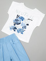 Комплект  для девочки:куртка,брюки спортивные и футболка, цвет: голубой