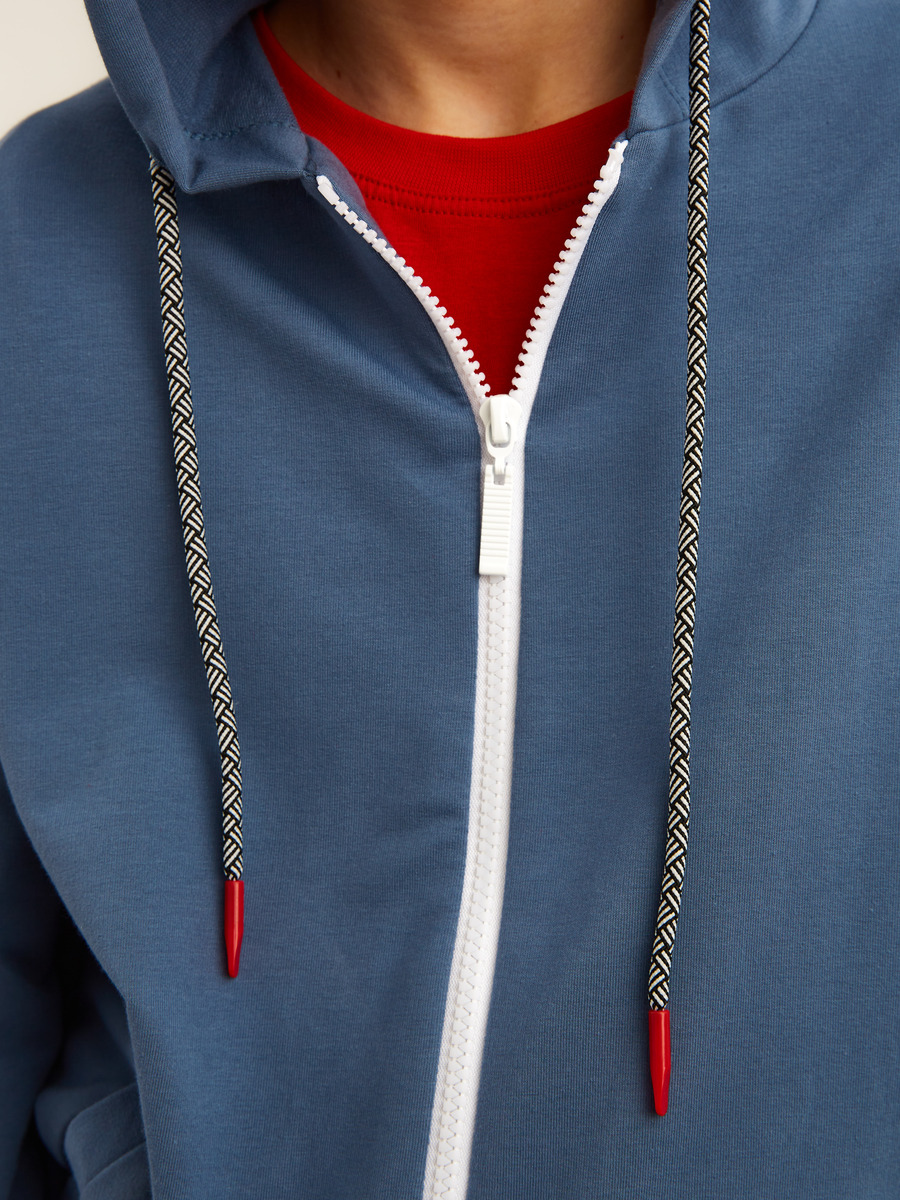 Костюм спортивный: куртка и брюки прямые со средней посадкой, цвет: синий