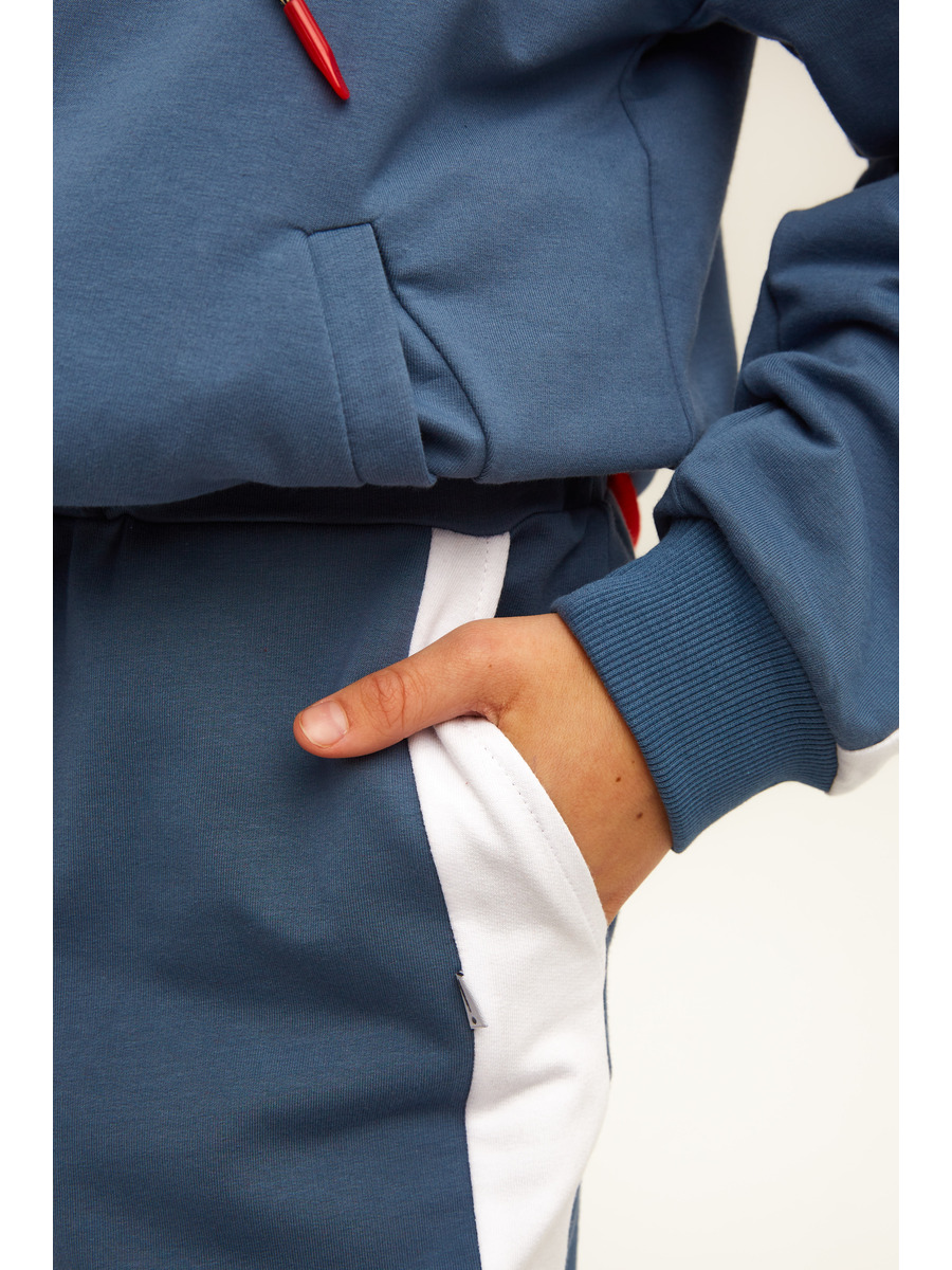 Костюм спортивный: куртка и брюки прямые со средней посадкой, цвет: синий