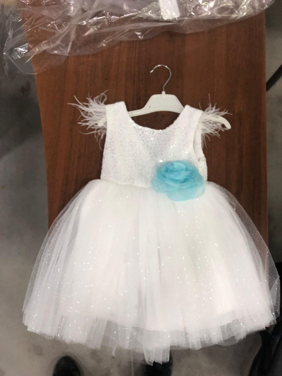 Платье нарядное для девочки из сетки, цвет: белый,голубой