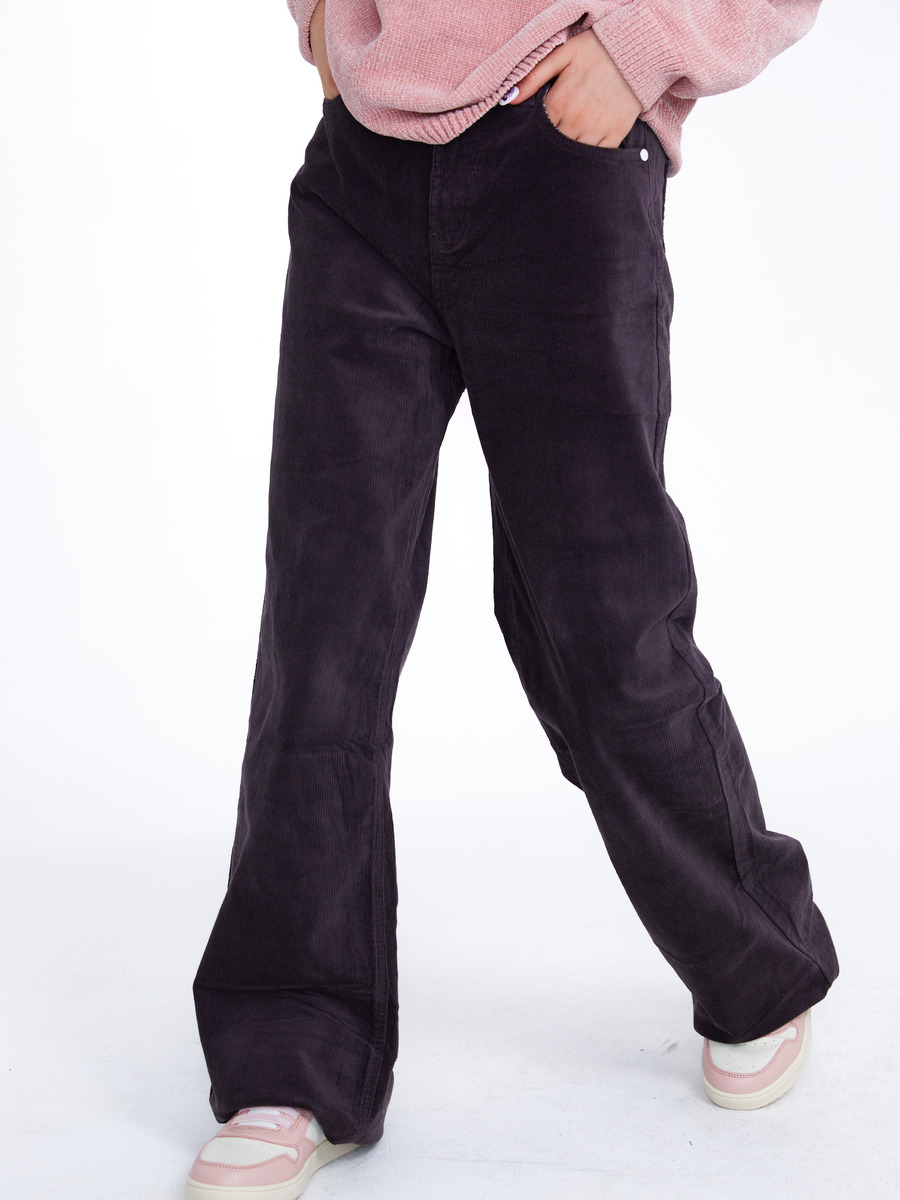 Вельветовые брюки для девочки, цвет: серый