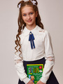 Блузка для девочки с жабо, цвет: молочный