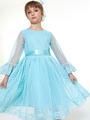 Платье для девочки, гипюр, длинный рукав, цвет: голубой