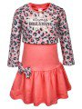 Комплект для девочки:лонгслив укороченный и платье, цвет: пыльно-розовый